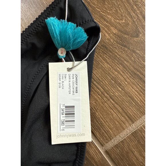 Johnny Was Large Darya Hipster Swim Bottoms Black Embroidered NEW - Picture 3 of 8